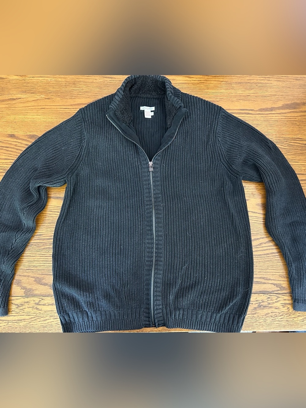 Carbon2cobalt Men’s Black Zip-Up Rib Knit Sweater